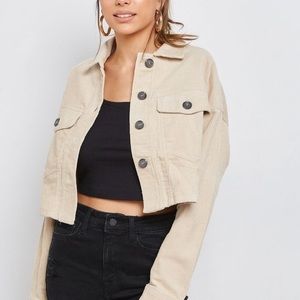 Cream cropped corduroy jacket
